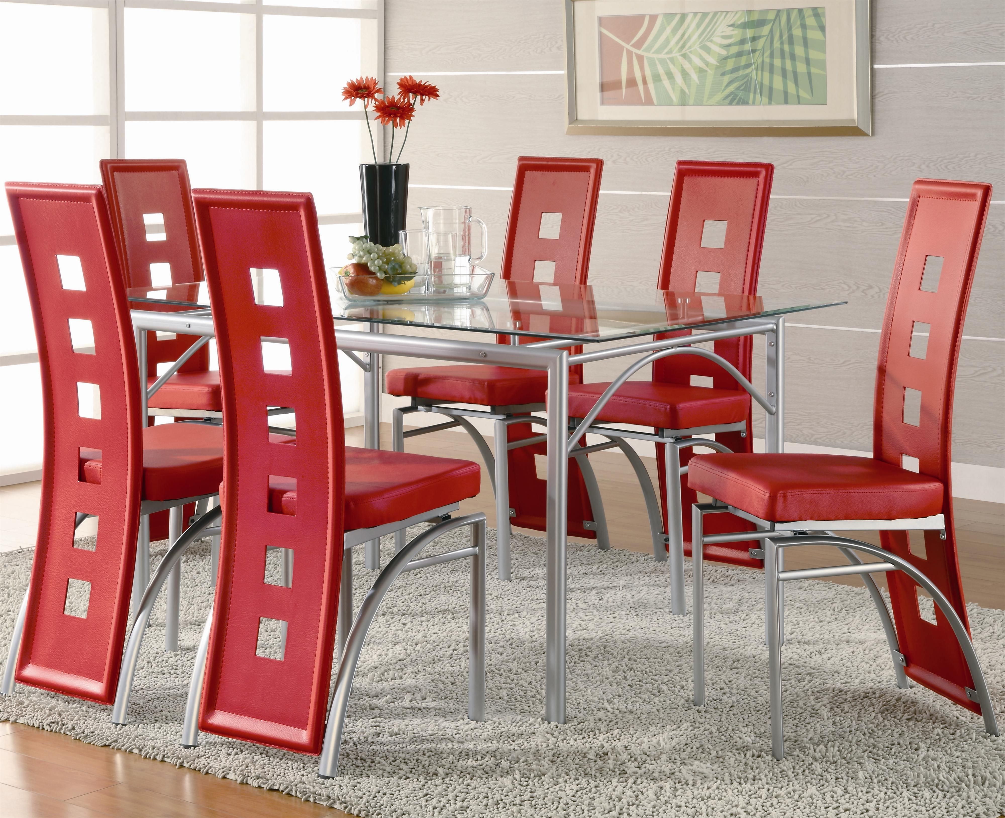 Well Liked Red Dining Tables And Chairs Inside Coaster Los Feliz Contemporary Metal Dinner Table And Red (View 1 of 25)