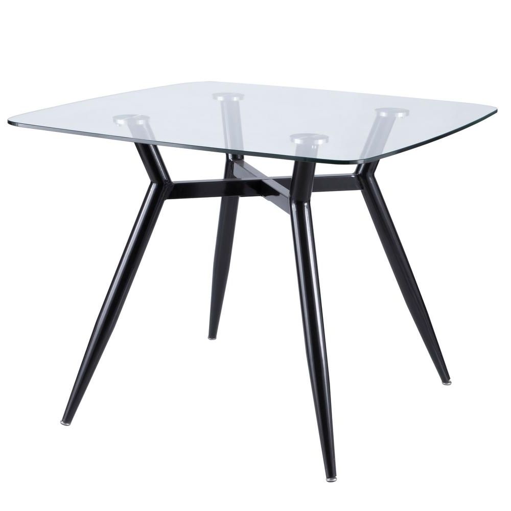 Well Liked Square Black Glass Dining Tables With Regard To Lumisource Clara Black Metal And Clear Glass Square Dining Table Dt (Photo 17 of 25)