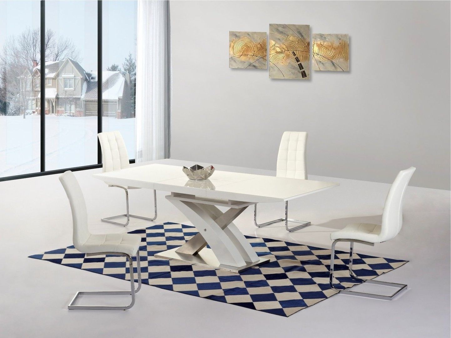 White Extending Gloss Dining Table And 6 Chairs Homegenies Curved Regarding Most Current High Gloss White Extending Dining Tables (Photo 8 of 25)