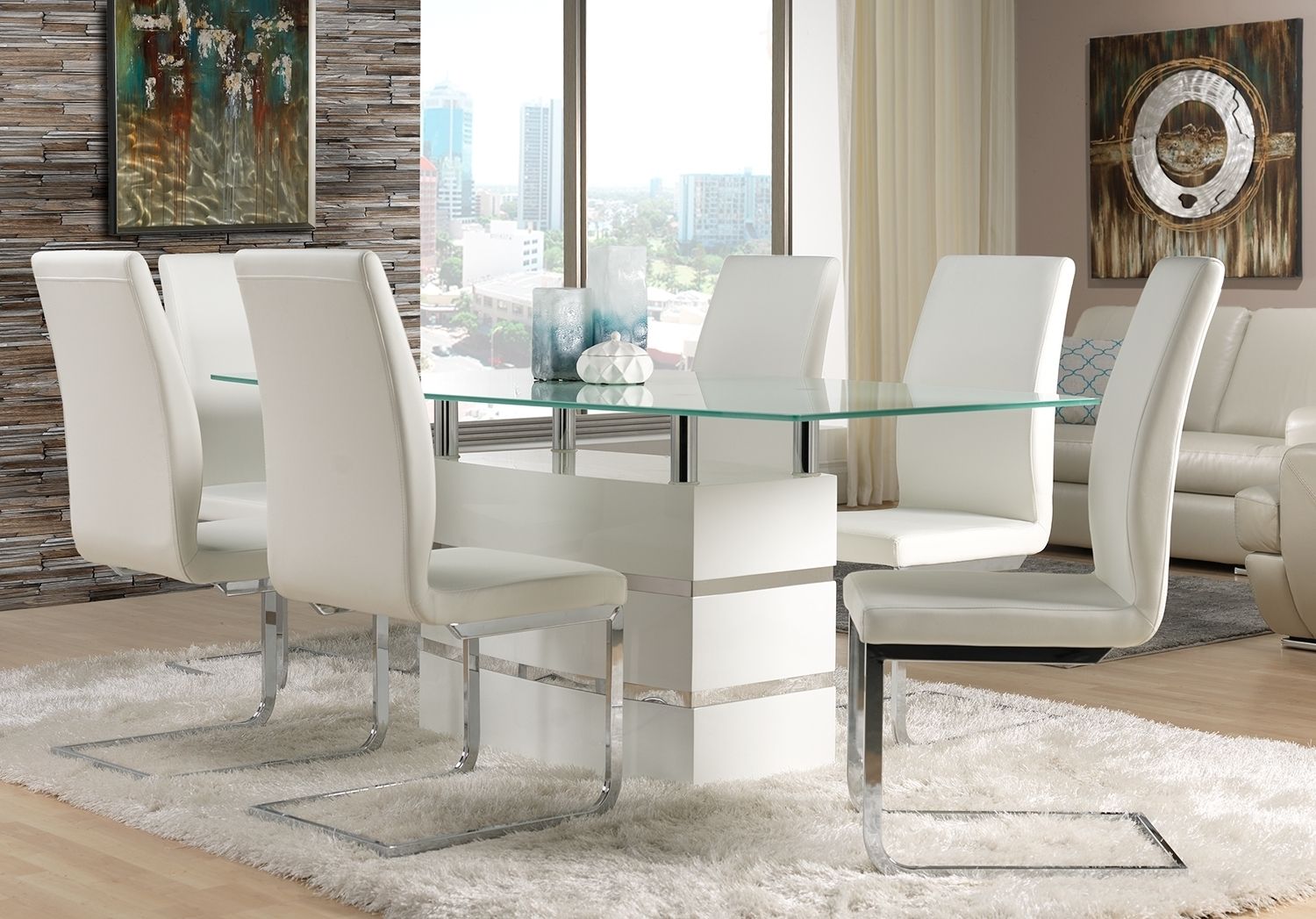 Featured Photo of 25 Inspirations White Leather Dining Room Chairs