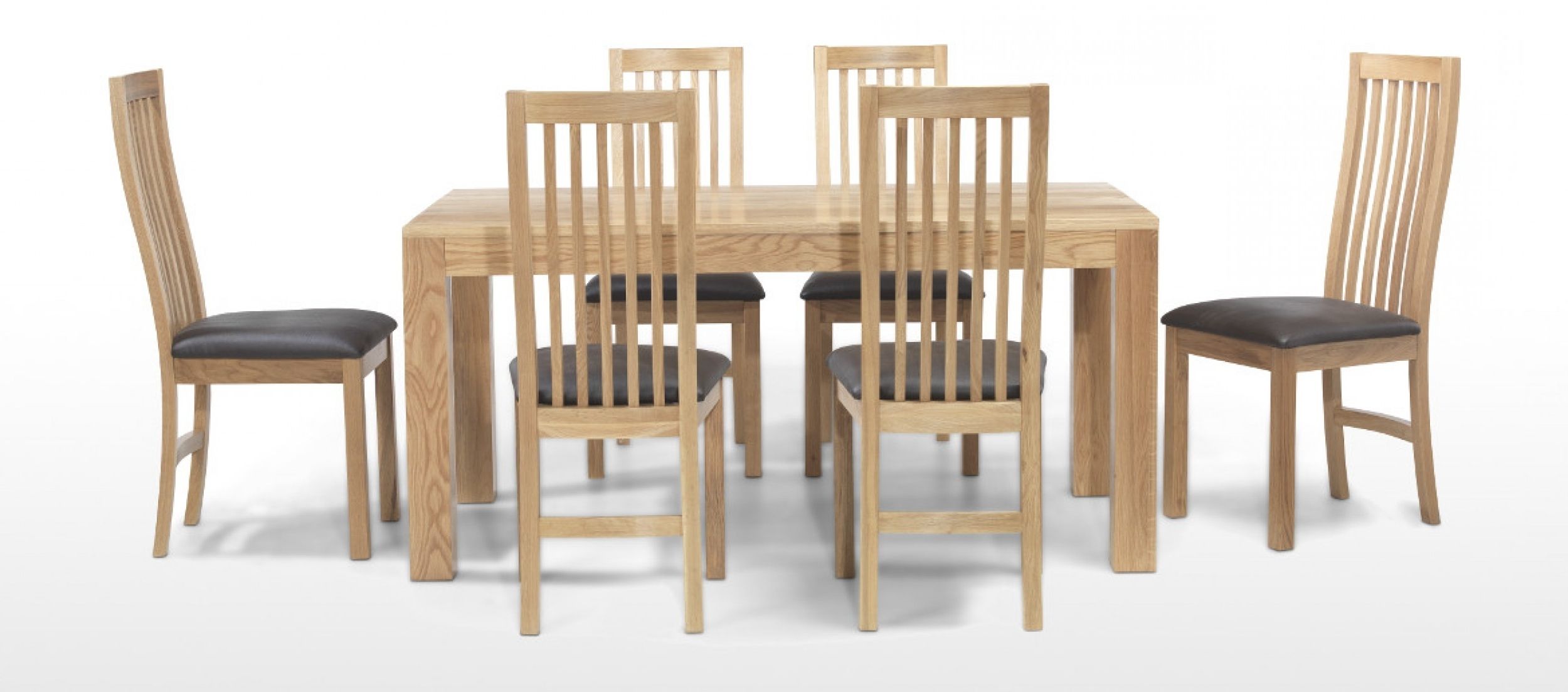 Wooden Dining Tables And 6 Chairs Intended For Famous Cube Oak 160 Cm Dining Table And 6 Chairs (Photo 1 of 25)