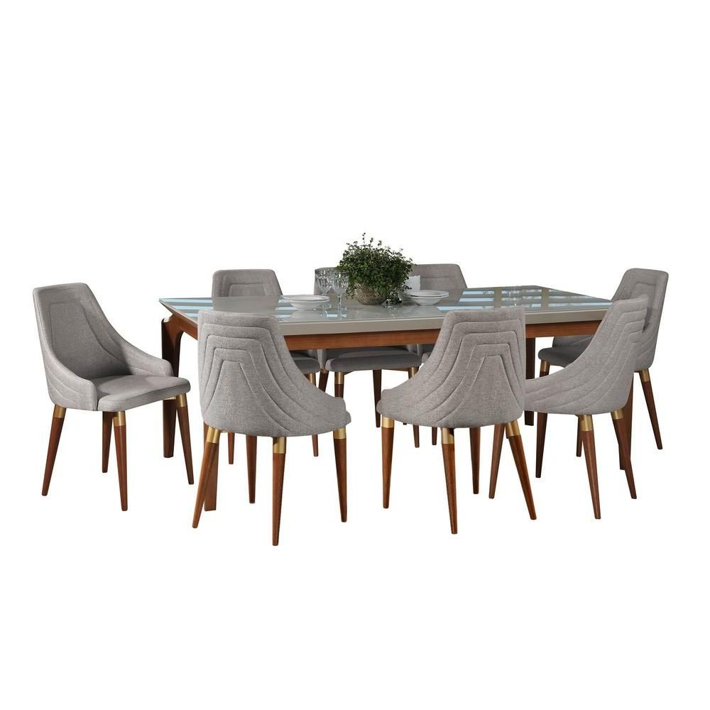 Best And Newest Manhattan Comfort Payson 82.67 In. And Utopia 2.0 9 Piece Off White With Regard To Mukai 5 Piece Dining Sets (Photo 19 of 25)