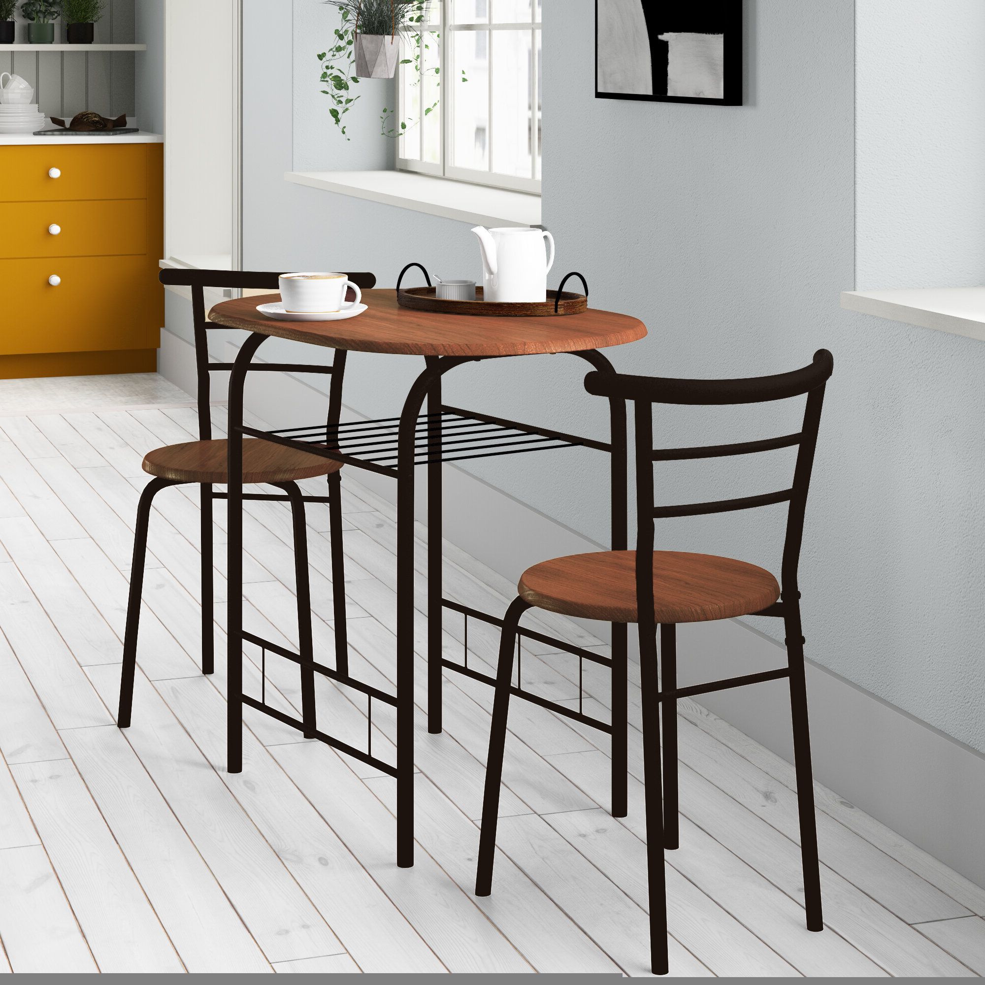 Debby Small Space 3 Piece Dining Sets Throughout Well Known Volmer 3 Piece Compact Dining Set (Photo 4 of 25)