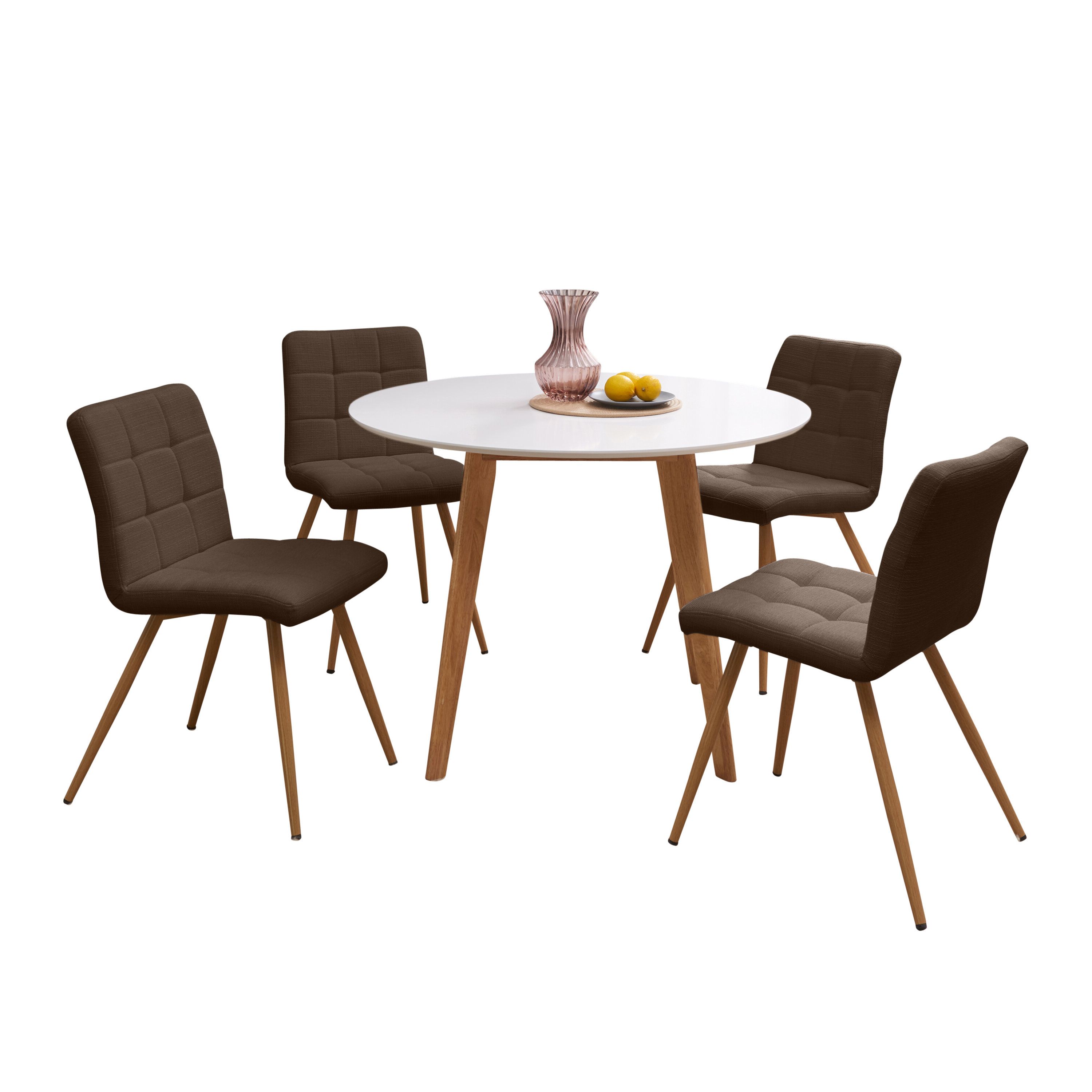 Elena 5 Piece Solid Wood Dining Set (Photo 11 of 25)