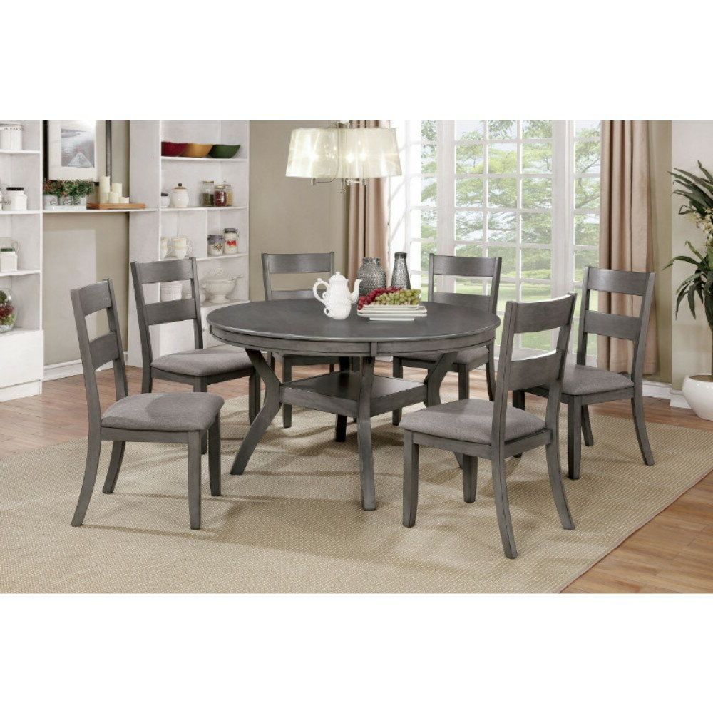 Gracie Oaks Duggan Transitional 7 Piece Solid Wood Dining Set (Photo 10 of 25)