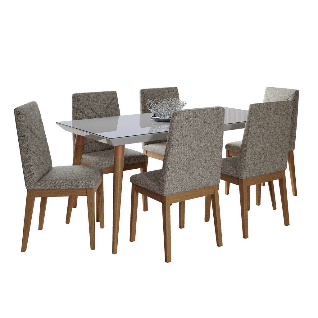 Lemington 7 Piece 62.99" Solid Wood Dining Set With 6 Dining Chairs With Regard To Fashionable Liles 5 Piece Breakfast Nook Dining Sets (Photo 25 of 25)