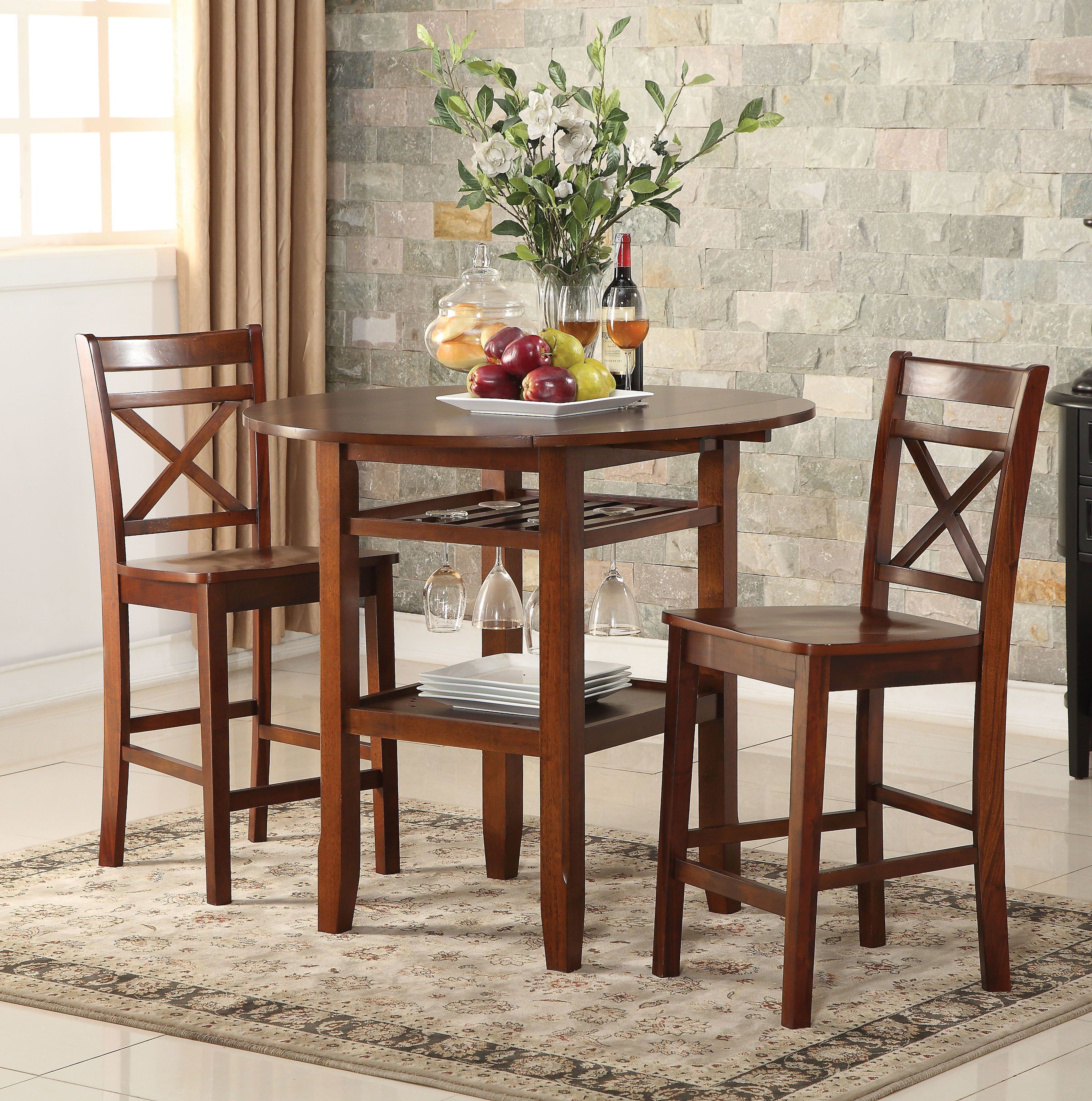 Most Recent August Grove Talbot 3 Piece Counter Height Drop Leaf Dining Table Within Bettencourt 3 Piece Counter Height Dining Sets (View 16 of 25)
