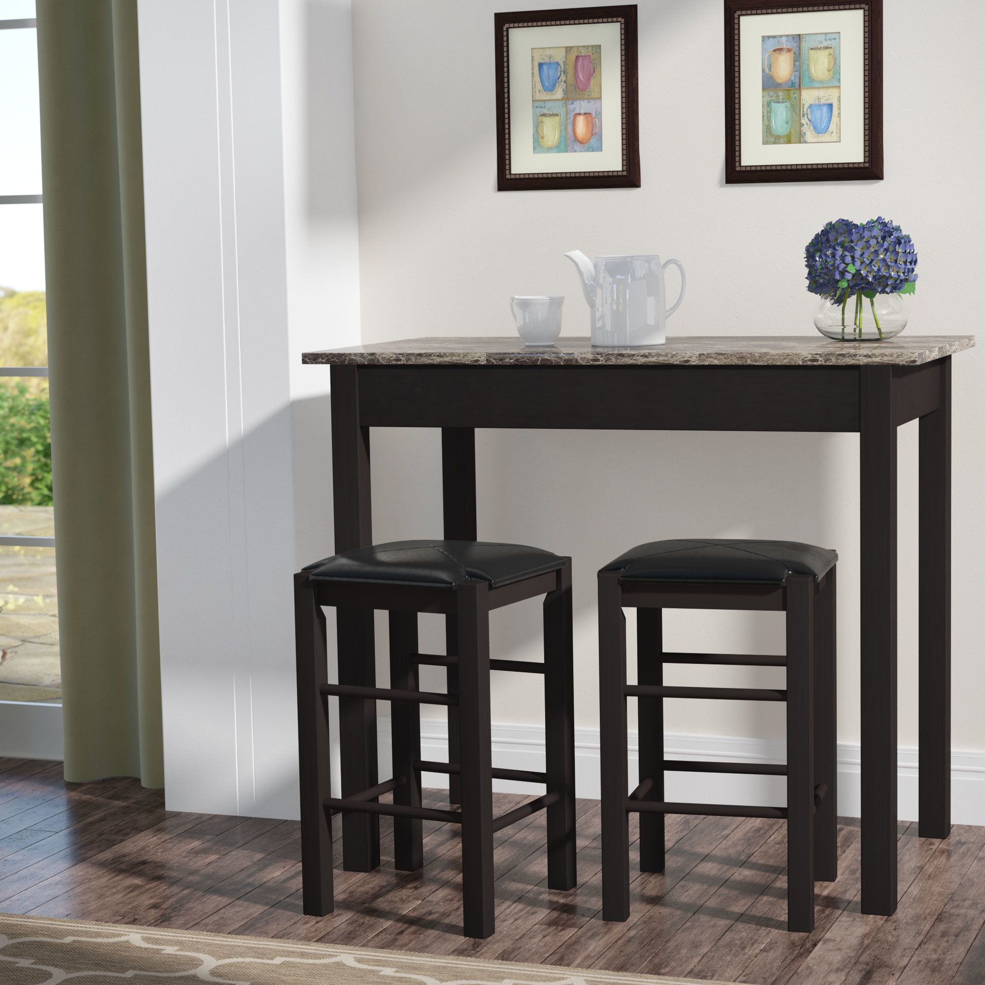 Tappahannock 3 Piece Counter Height Dining Sets Intended For Latest Winston Porter Sheetz 3 Piece Counter Height Dining Set & Reviews (Photo 2 of 25)