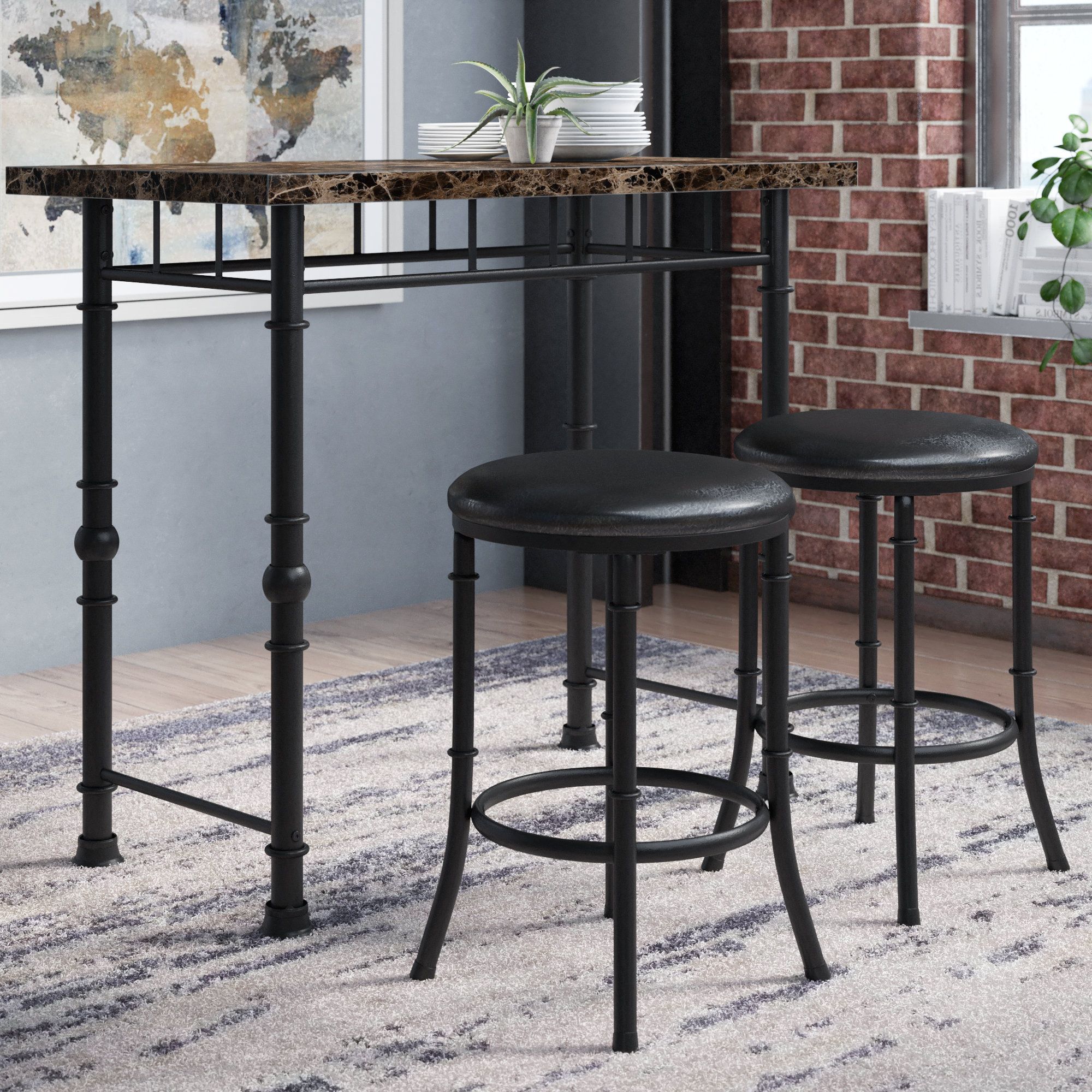 Well Liked Giles 3 Piece Dining Sets For Williston Forge Giles 3 Piece Dining Set & Reviews (Photo 1 of 25)