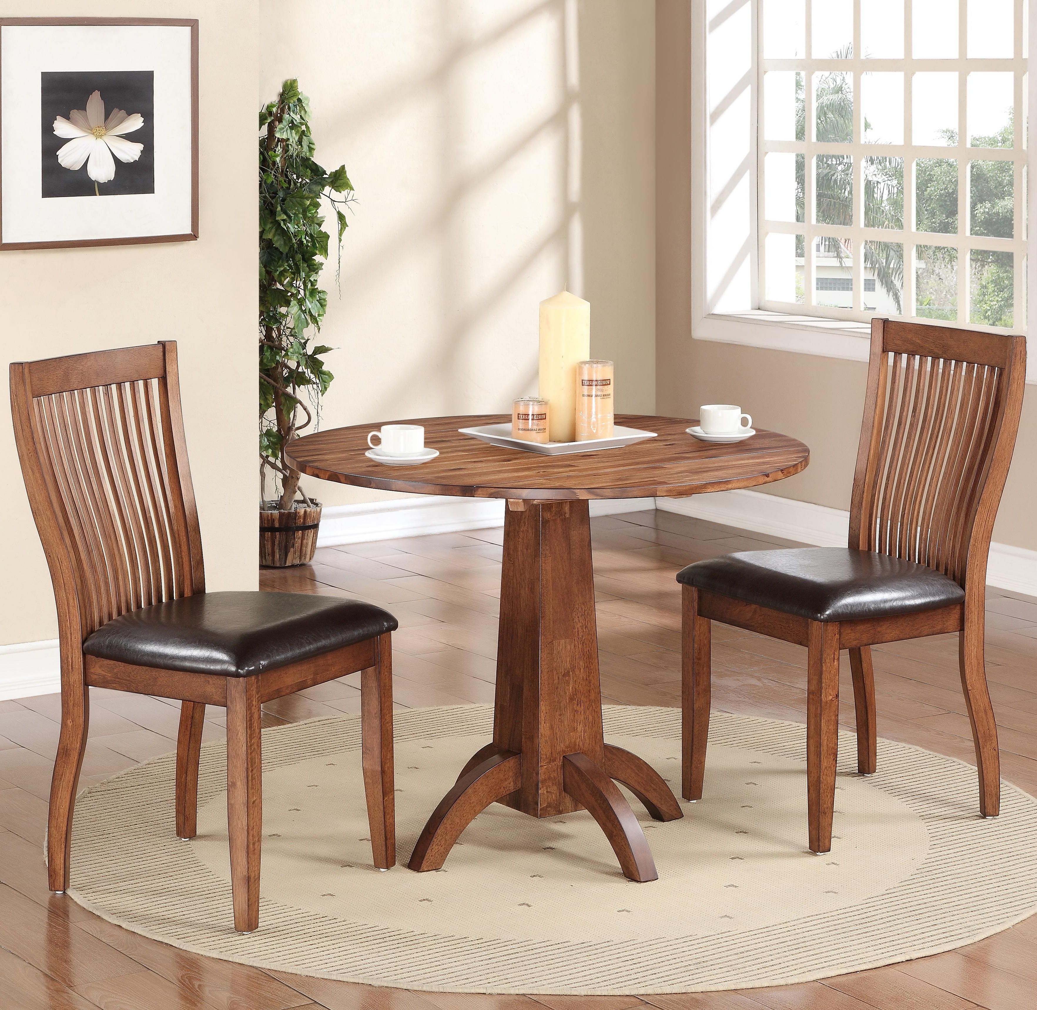 Widely Used 3 Piece Dining Sets Inside Winners Only Broadway 3 Piece Dining Set With Slat Back Chairs (View 12 of 25)