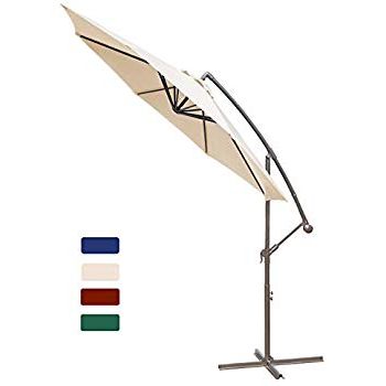 2018 Amazon : Kingyes 10ft Patio Offset Cantilever Umbrella Market Pertaining To Kizzie Market Cantilever Umbrellas (Photo 19 of 25)