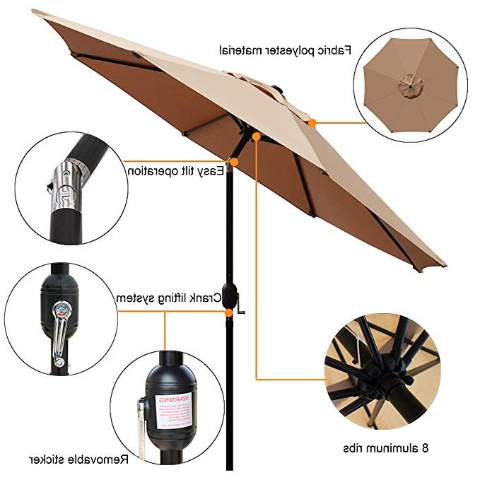 Blissun 9' Outdoor Market Patio Umbrella With Push Button Tilt And Crank, 8  Ribs (Tan) With Regard To Favorite Mraz Market Umbrellas (View 24 of 25)