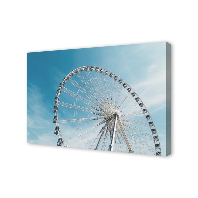 Bonview Rectangular Market Umbrellas Inside Favorite 'ferris Wheel On Cloudy Blue Day' Photographic Print On Canvas (View 19 of 25)