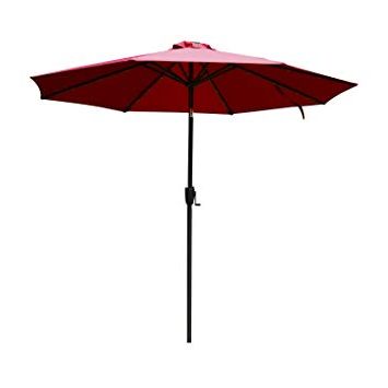 Breen Market Umbrellas With Most Recently Released Outsunny Garden 24 Led Light Parasol Outdoor Tilt Sun Umbrella Patio Club  Party Event Manual Sun Shade W/hand Crank (Wine Red) (View 13 of 25)