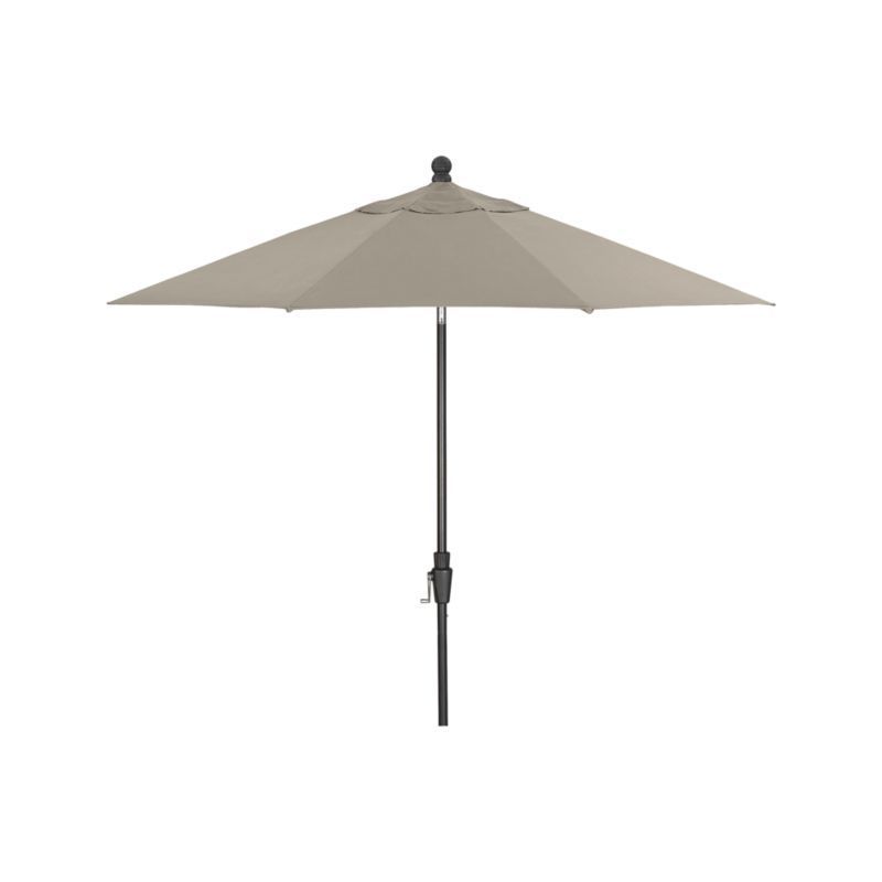 Favorite 9' Round Sunbrella ® Stone Patio Umbrella With Tilt Black Frame For Mablethorpe Cantilever Umbrellas (View 25 of 25)