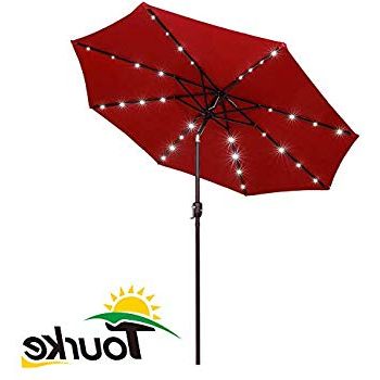 Favorite Woll Lighted Market Umbrellas In Tourke 9Ft Led Lighted Patio Market Umbrella Outdoor Solar Powered Table  Steel Umbrella With Tilt And Crank, Wine (View 6 of 25)