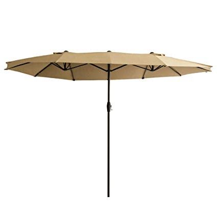 Flame&shade 15' Twin Patio Outdoor Market Umbrella Double Sided For Balcony  Table Garden Outside Deck Or Pool, Rectangular, Beige For Current Market Umbrellas (View 5 of 25)