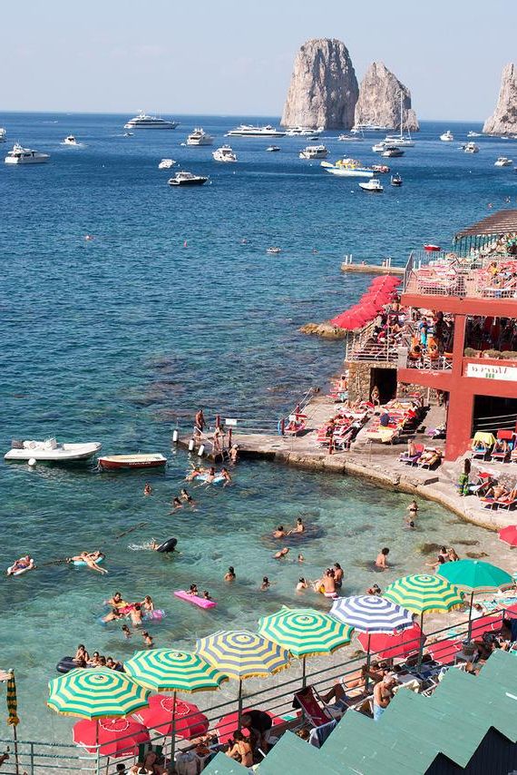 Italy Photography, Summer Beach Club In Capri, Italy, Beach Photography,  Italian Home Decor, Beach Art, Bedroom Art, Beach Umbrella Pertaining To Trendy Italian Beach Umbrellas (View 11 of 25)
