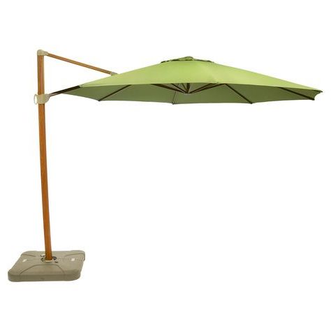 Kedzie Outdoor Cantilever Umbrellas In 2017 11' Offset Sunbrella Umbrella – Spectrum Cilantro – Medium Wood (View 24 of 25)