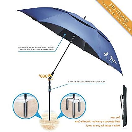 Leasure Fiberglass Portable Beach Umbrellas Pertaining To Best And Newest Besroy Portable Beach Umbrella – Outdoor Sunshade With Telescoping Pole,  Windproof Stakes & Carry Bag – Uv Protection, 360° Rotating, For Beach, (View 10 of 25)