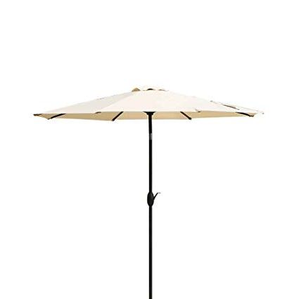 Masvis 9 Ft Aluminum Patio Umbrella Outdoor Table Market Umbrellas With  Push Button Tilt And Crank, Safety Bolt,8 Aluminum Ribs (9 Ft, Beige) With Well Known Market Umbrellas (View 10 of 25)