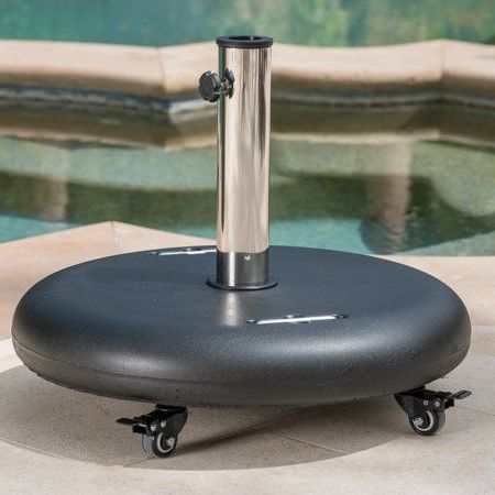 Most Popular Atticus 88Lbs Round Umbrella Base With Wheels, Black In 2019 Throughout Keltner Patio Outdoor Market Umbrellas (View 7 of 25)
