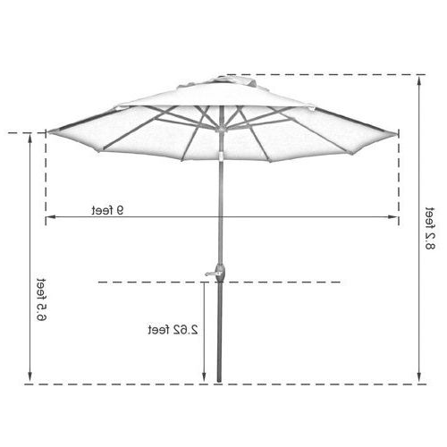 Most Recently Released Breen Market Umbrellas For Abba Patio 9 Foot Patio Umbrella Sunbrella Fabric Aluminum Market Umbrella  With Auto Tilt And Crank (View 15 of 25)