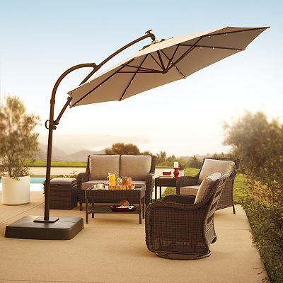 Most Up To Date Sonoma Outdoors Crank And Tilt Lighted Offset Cantilever Umbrella For Breen Market Umbrellas (View 12 of 25)
