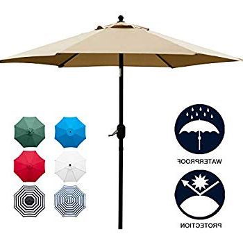 Mraz Market Umbrellas With Widely Used Amazon : Blissun 9' Outdoor Market Patio Umbrella With Push (View 21 of 25)