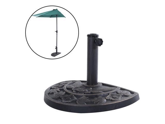 Outsunny 19” Half Round Patio Umbrella Base Outdoor Decorative Cast Stone  Resin Parasol Stand Market Garden Umbrella Holder, Bronze – Newegg (View 16 of 25)