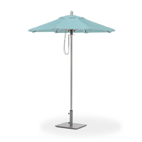 Oxford Garden 6 Feet Octagon Mineral Blue Sunbrella Fabric Shade Market  Umbrella With Brushed Aluminum Frame For Most Recently Released Market Umbrellas (View 15 of 25)