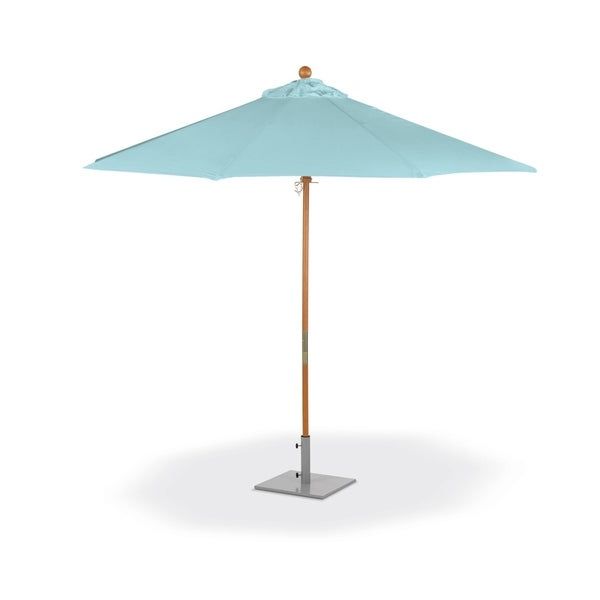 Oxford Garden 9 Feet Octagon Mineral Blue Sunbrella Fabric Shade Market  Umbrella With Solid Tropical Hardwood Frame In Most Recent Market Umbrellas (View 22 of 25)