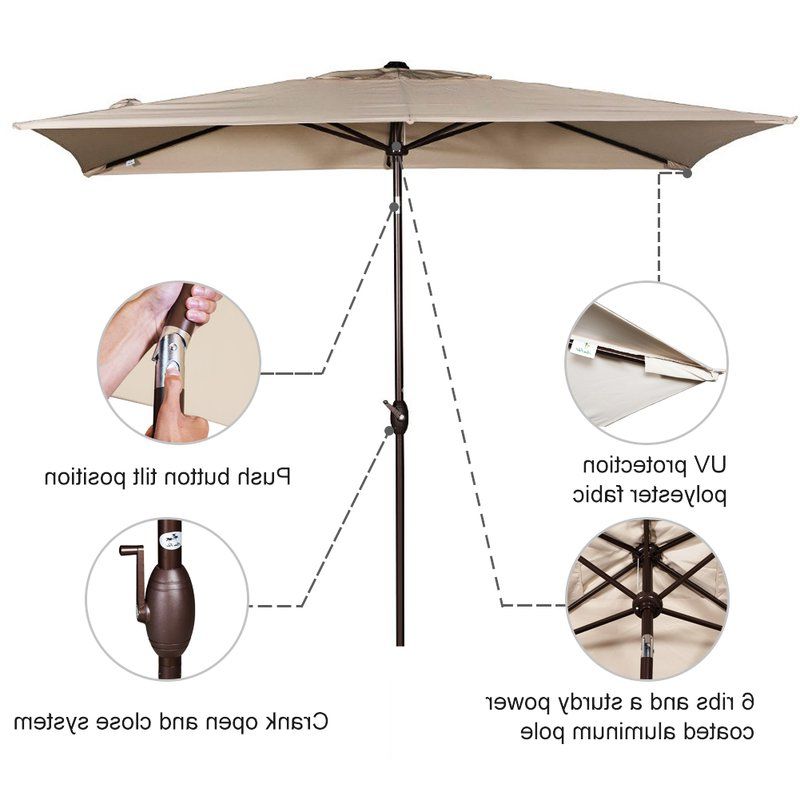 Preferred Jerrell Rectangular Market Umbrellas Intended For Jerrell 10' X 7' Rectangular Market Umbrella (View 7 of 25)