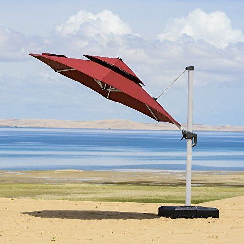 Purple Leaf 11 Feet Double Top Deluxe Patio Umbrella Offset Hanging For Latest Lytham Cantilever Umbrellas (View 2 of 25)