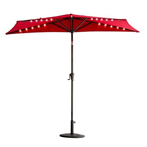 Recent Flame&shade 9 Feet Patio Umbrella Half Round Outdoor Parasol With Pertaining To Wieczorek Auto Tilt Rectangular Market Sunbrella Umbrellas (View 9 of 25)