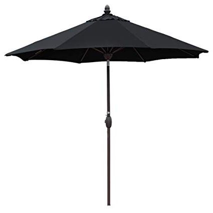 Sunbrella Patio Umbrella 9 Feet Outdoor Market Table Umbrella With Auto  Tilt, Crank And Umbrella Cover, Canvas Black With Regard To Newest Mullaney Market Sunbrella Umbrellas (View 8 of 25)