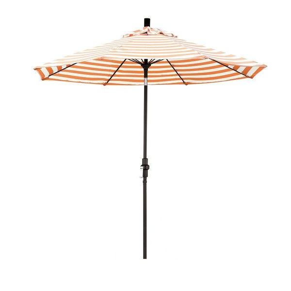 Trendy 9 Ft Tilt Patio Umbrella, Orange Natural White Stripe, Matteblack Throughout Devansh Market Umbrellas (View 10 of 25)