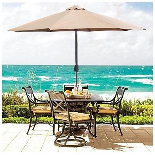 Well Known Market Umbrellas With Regard To Patio Umbrella 9' Aluminum Patio Market Umbrella Tilt W/ Crank Outdoor Tan (View 25 of 25)
