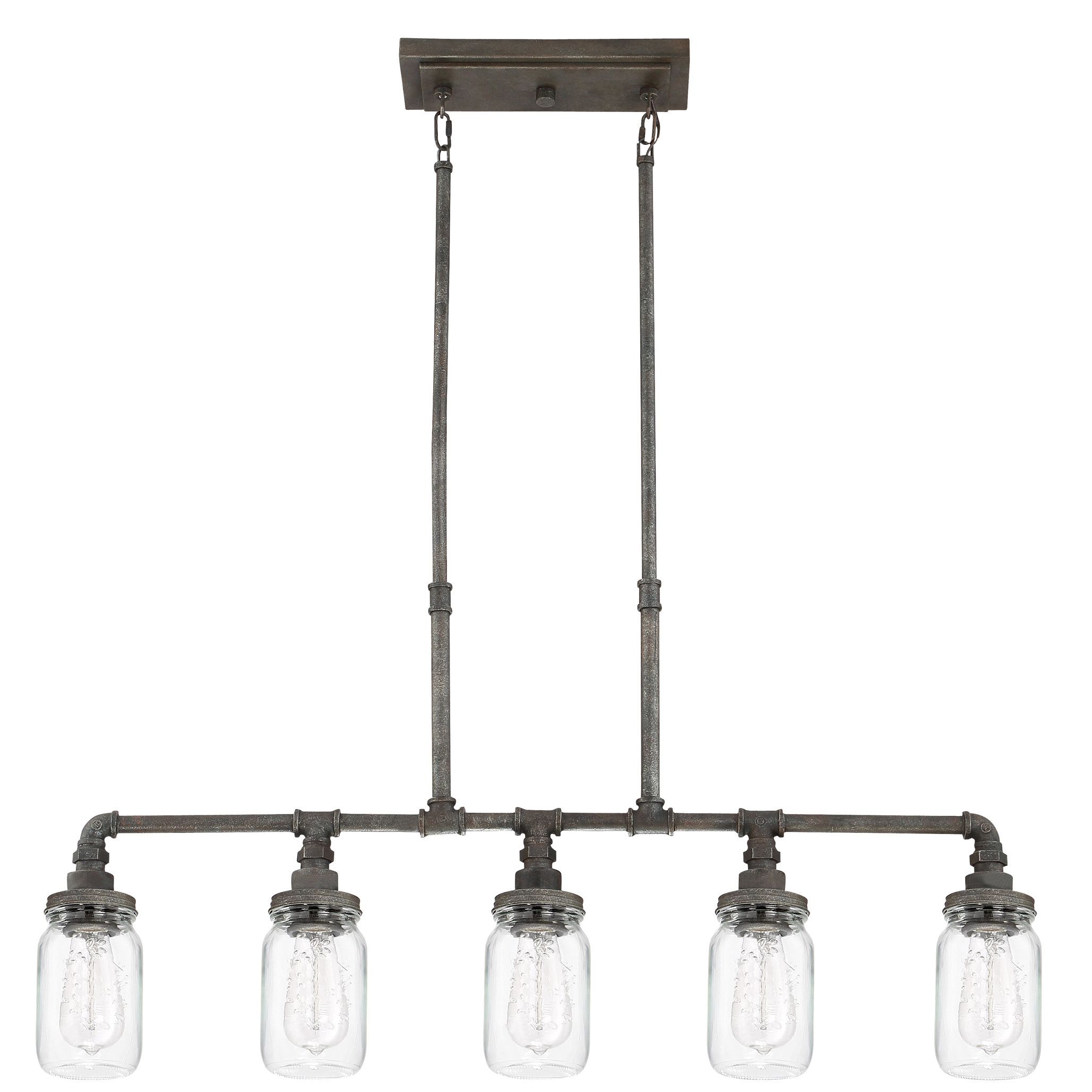Bautista 6 Light Kitchen Island Bulb Pendants With Widely Used Brys Rustic Black 5 Light Kitchen Island Pendant (View 9 of 25)