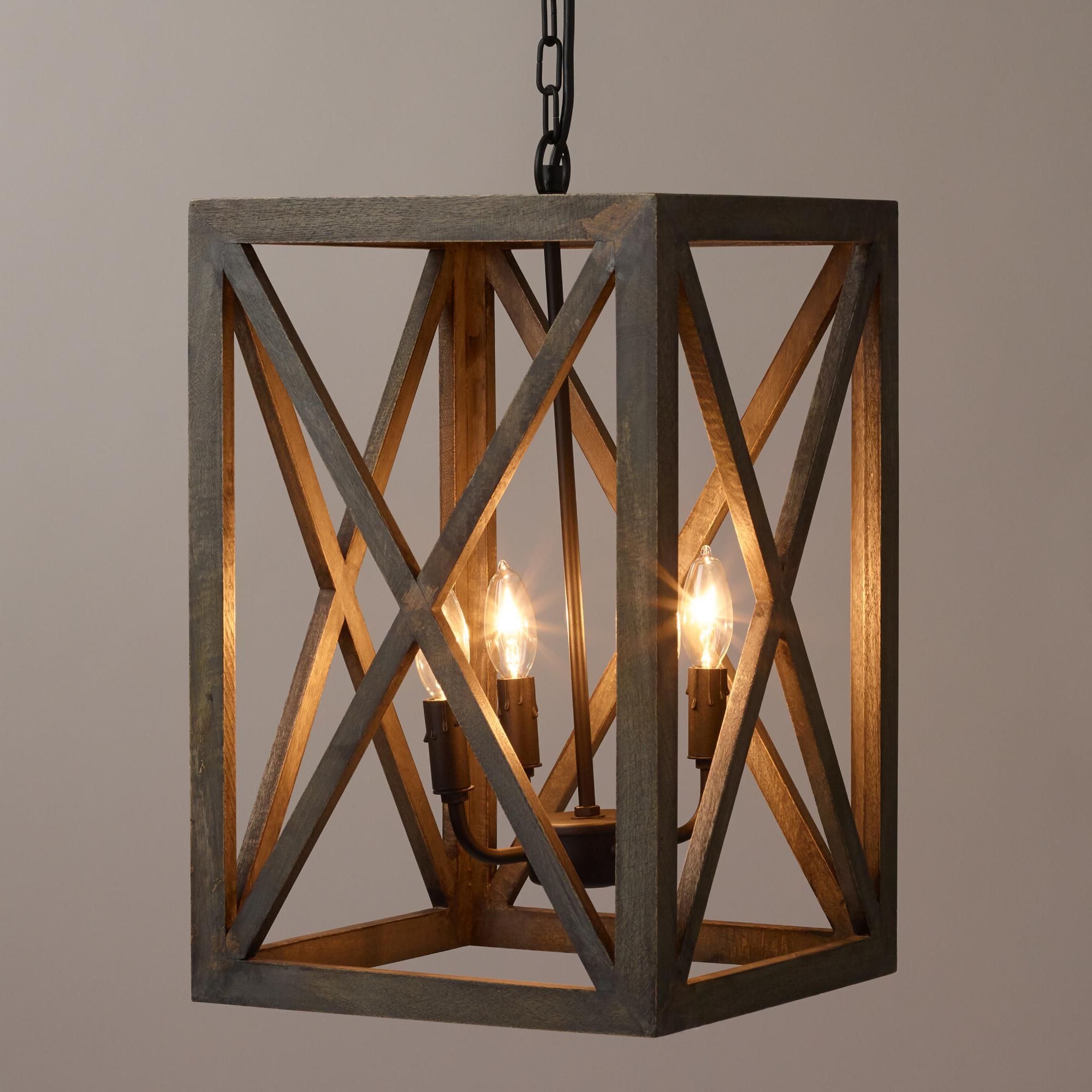 Crafted Of Gray Washed Mango Wood, Our Exclusive Chandelier Inside Most Current William 4 Light Lantern Square / Rectangle Pendants (View 22 of 25)