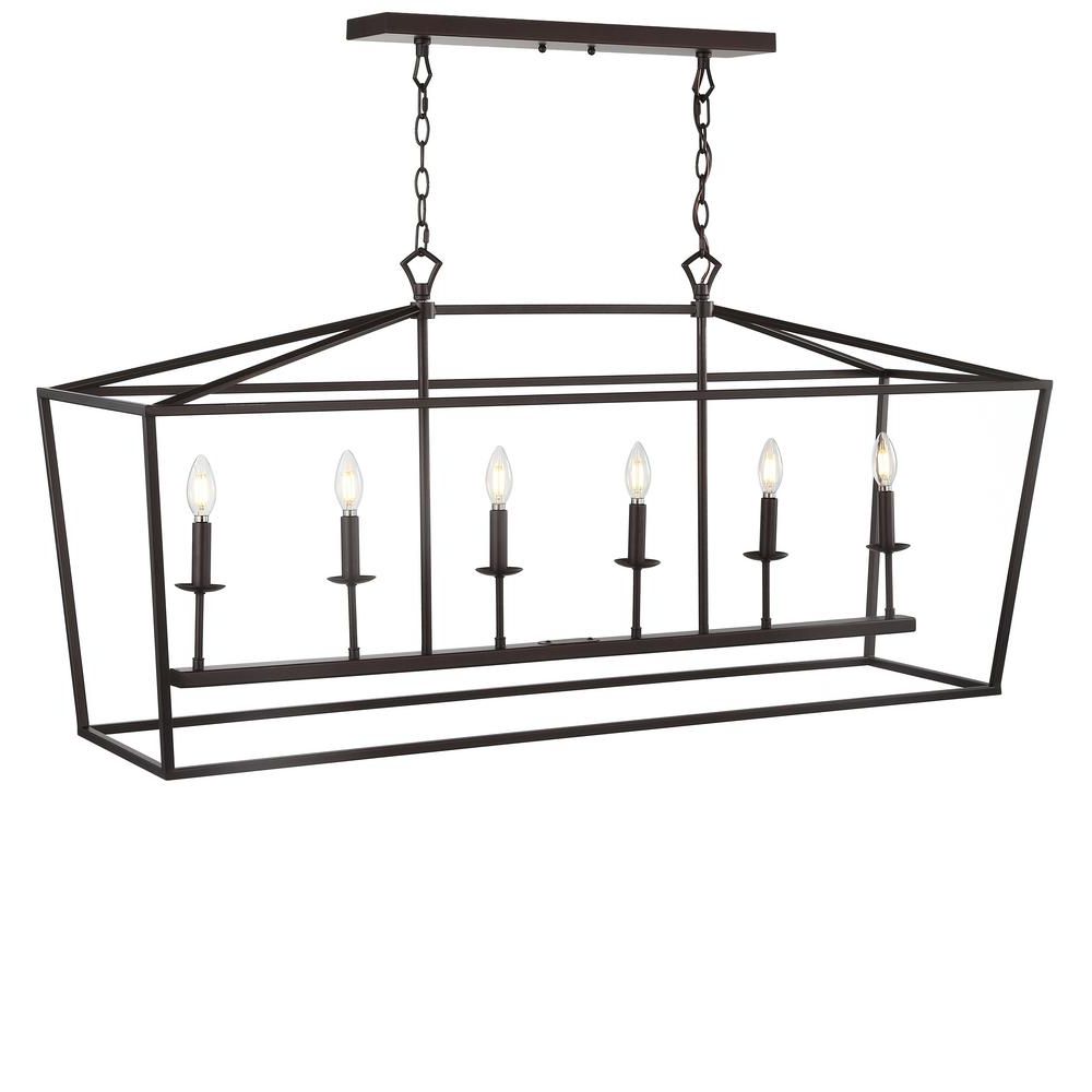 Current Lynn 6 Light Geometric Chandeliers For Jonathan Y Pagoda 49 In. 6 Bulb Oil Rubbed Bronze Lantern Metal Led Pendant (Photo 18 of 25)