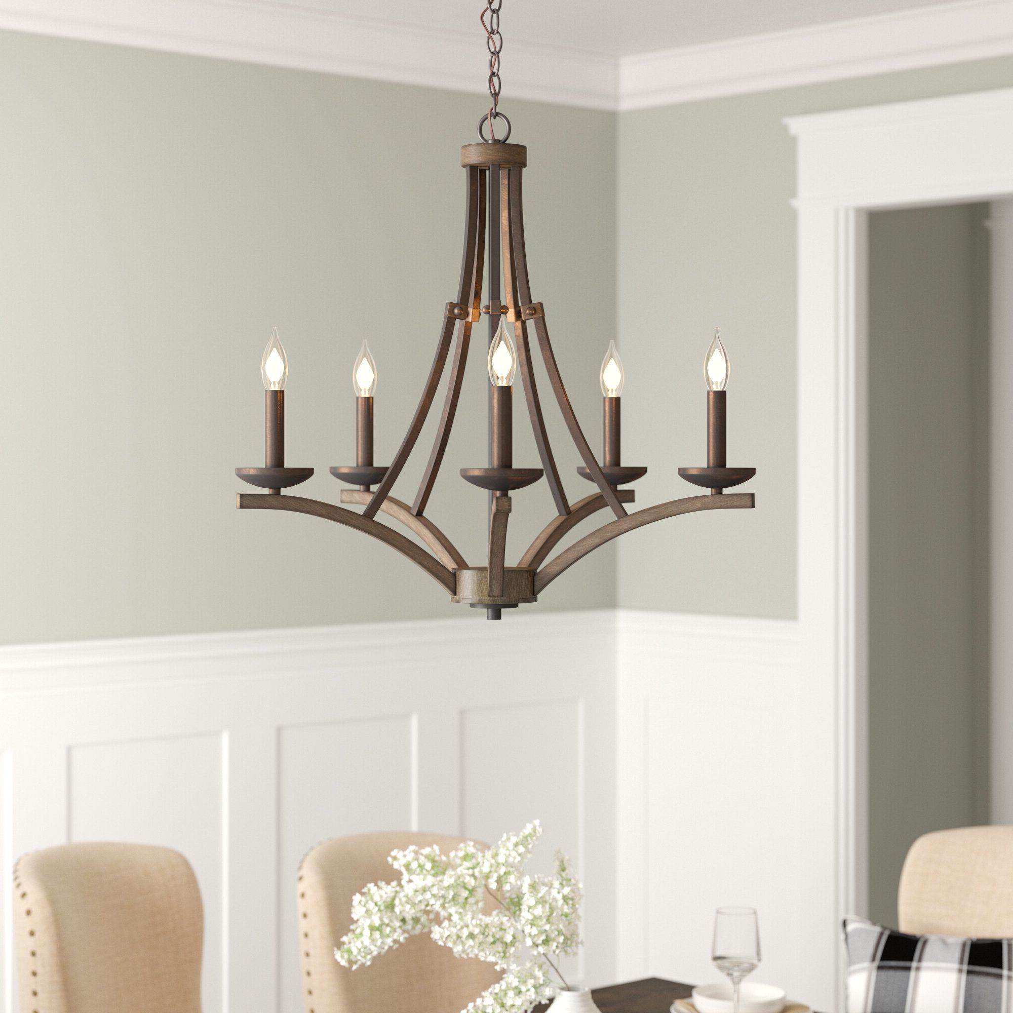 Famous Berger 5 Light Candle Style Chandeliers Throughout Wireman 5 Light Candle Style Chandelier (View 6 of 25)