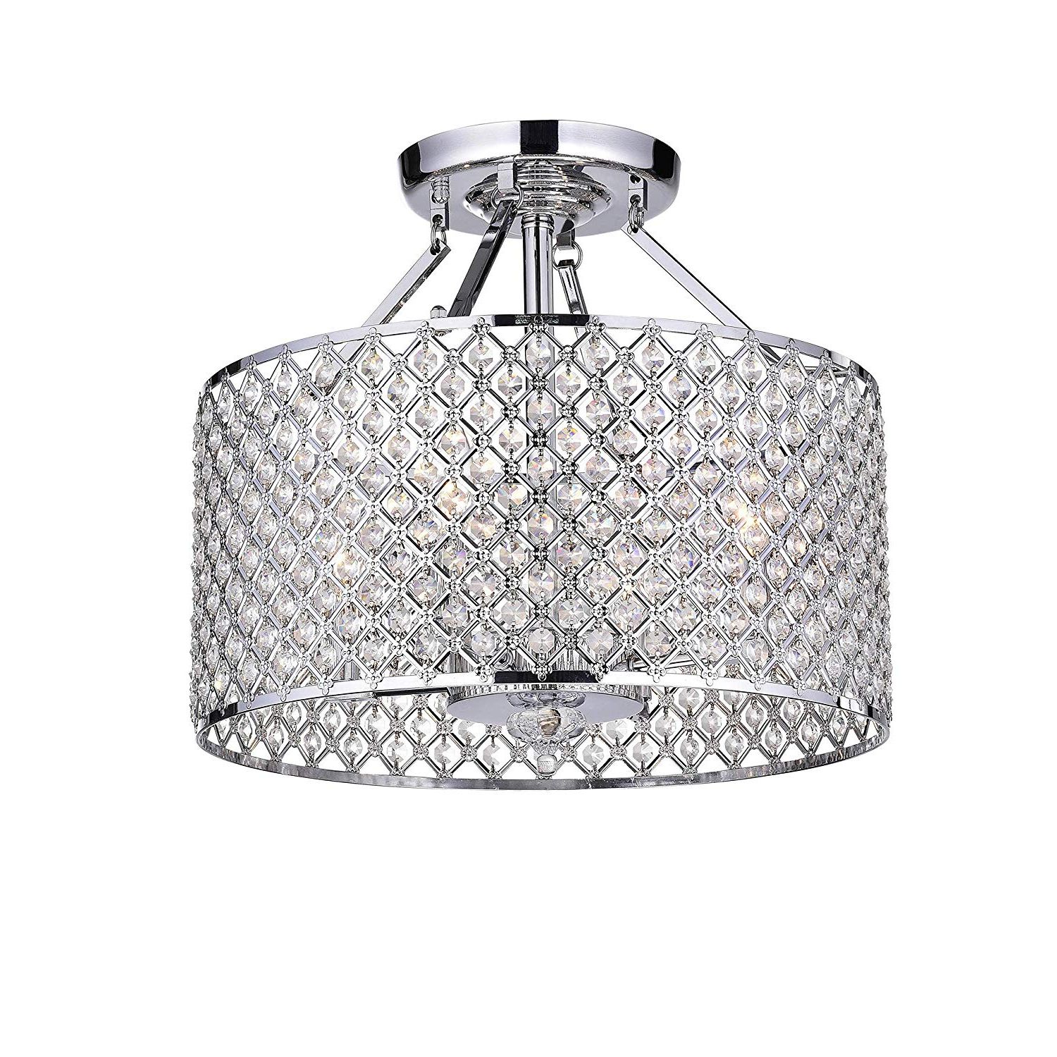 Helina 1 Light Pendants In Well Known Chrome/crystal 4 Light Round Ceiling Chandelier (View 21 of 25)