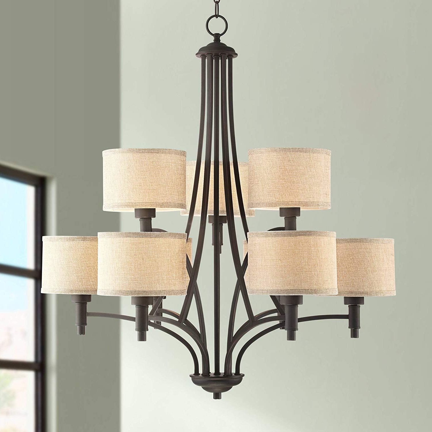 La Pointe 31" Wide Oil Rubbed Bronze 9 Light Chandelier – Franklin Iron  Works With Well Liked Mcknight 9 Light Chandeliers (View 11 of 25)
