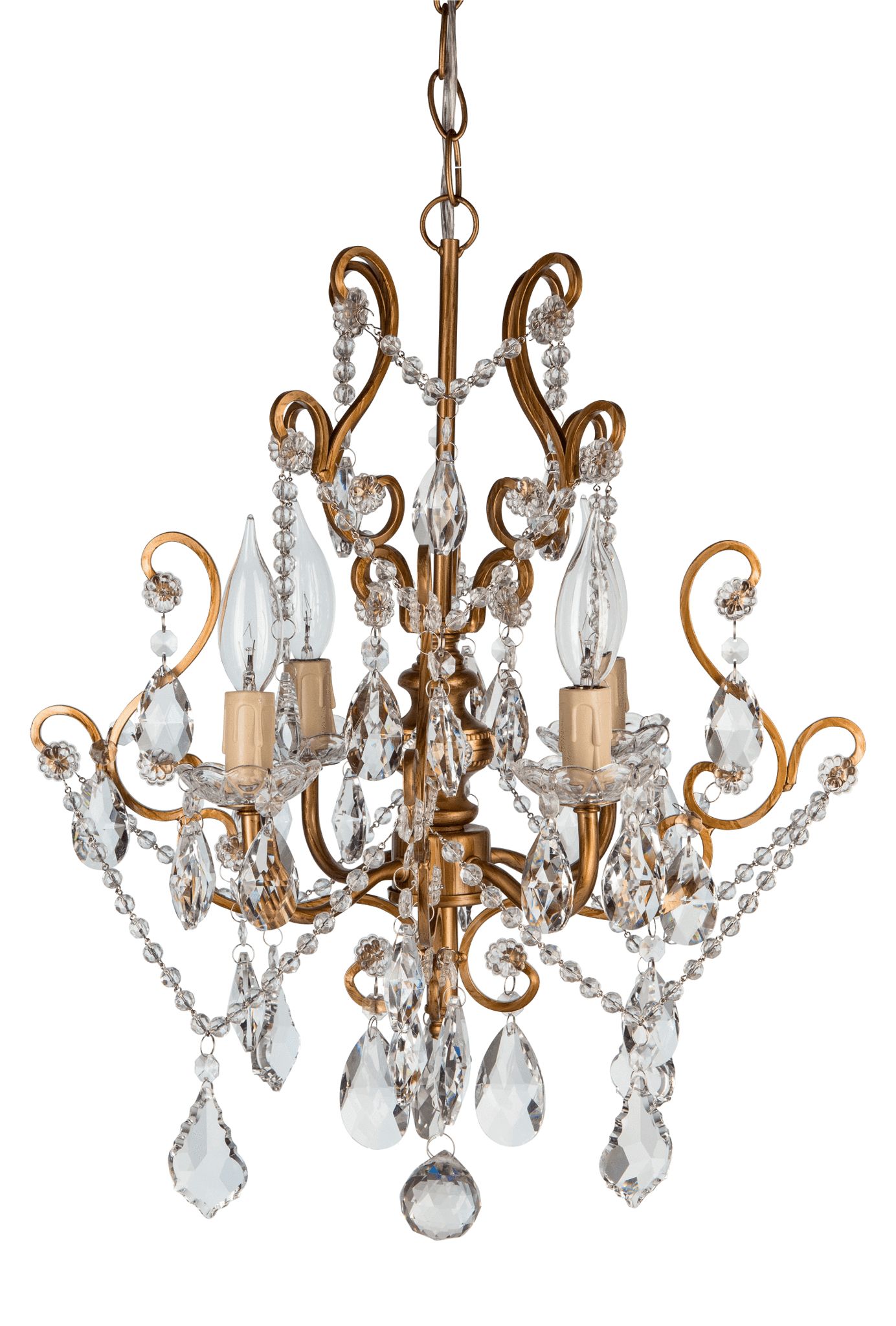 Latest Blanchette 5 Light Candle Style Chandeliers Within 4 Light Vintage Crystal Plug In Chandelier (gold) (View 16 of 25)