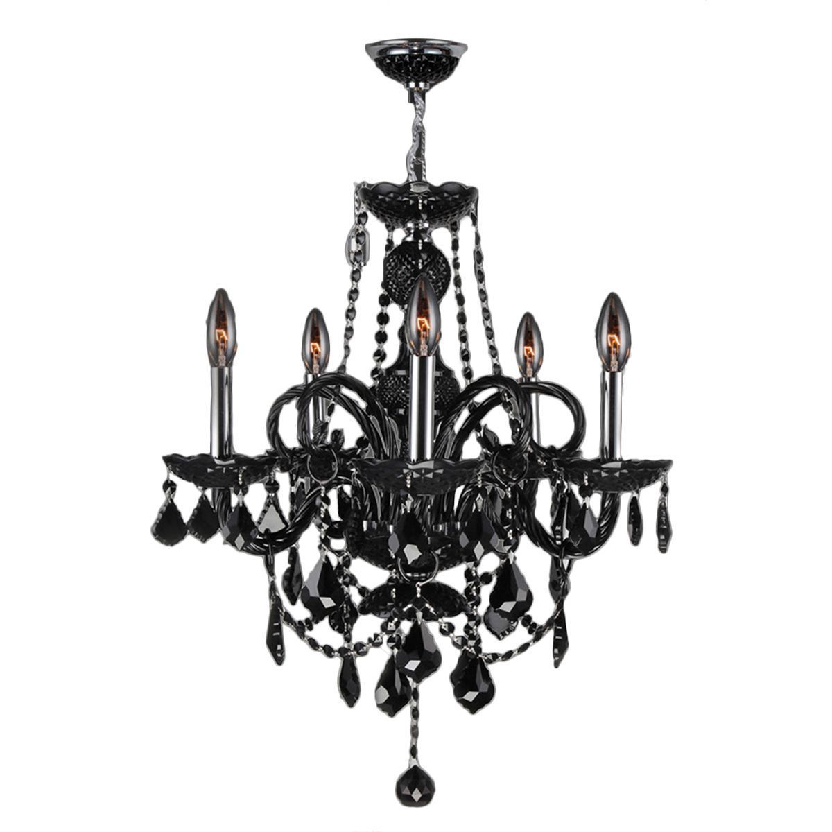 Mckamey 4 Light Crystal Chandeliers Within Well Known Venetian Italian Style 5 Light Chrome Finish And Black (View 23 of 25)