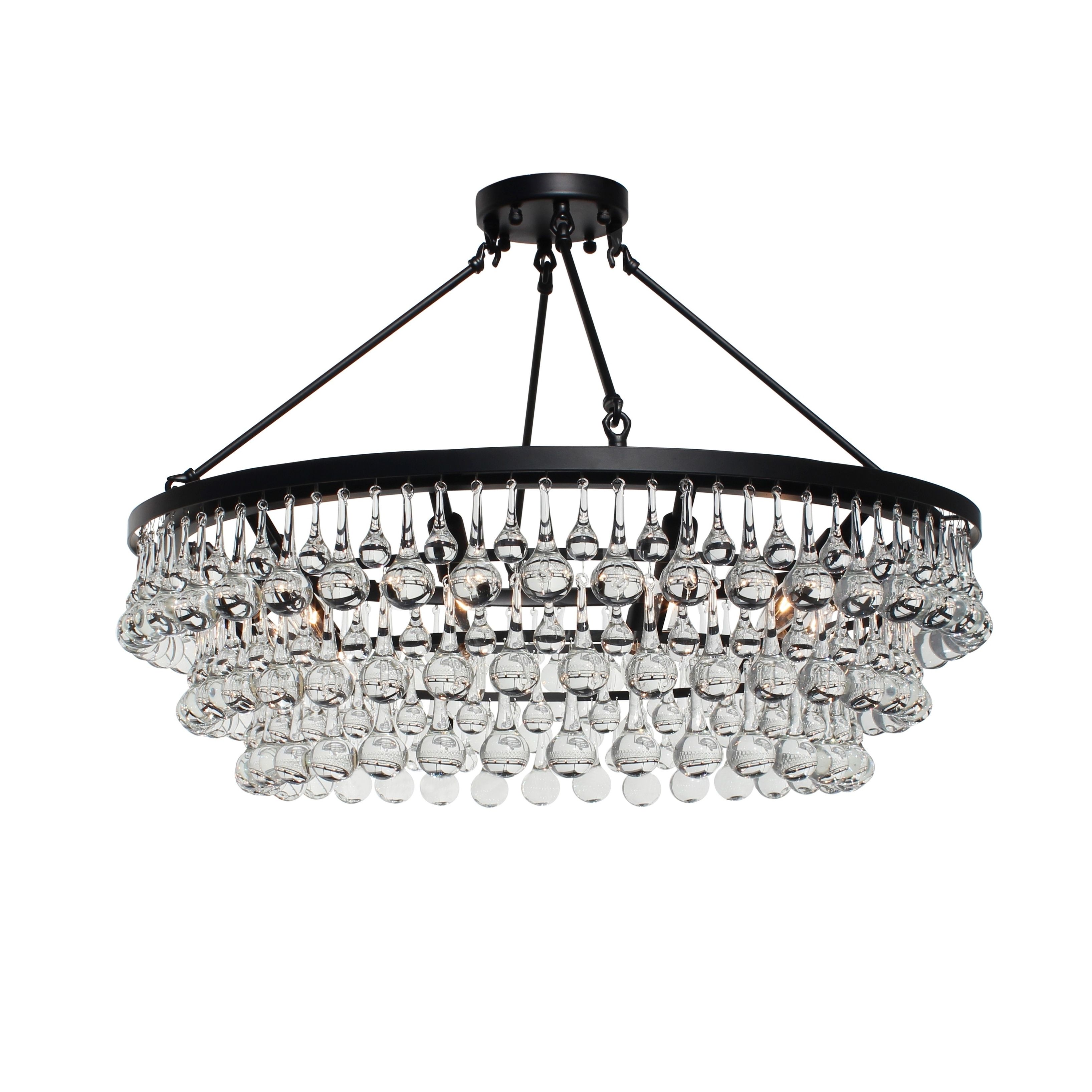 Mcknight 9 Light Chandeliers Throughout Current Celeste Glass Flush Mount Crystal Chandelier, Black – N/a (View 24 of 25)