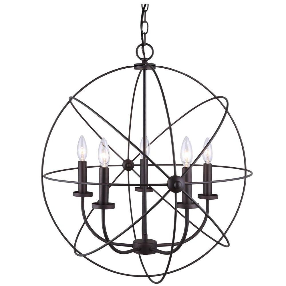 Most Current Canarm Summerside 5 Light Oil Rubbed Bronze Chandelier In Within Waldron 5 Light Globe Chandeliers (View 12 of 25)