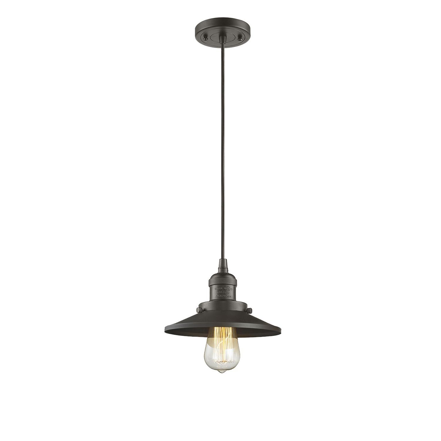 Most Recent Nadine 1 Light Single Schoolhouse Pendants Intended For Innovations Lighting Railroad Oiled Rubbed Bronze Eight Inch (View 23 of 25)