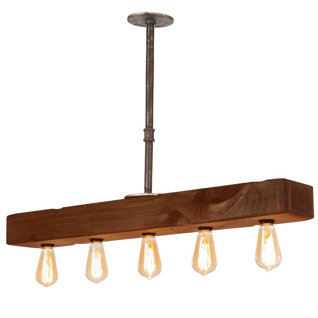 Most Recently Released Farmhouse Lighting Distressed Wood Beam Rustic Chandelier Light Fixture –  Recessed Wooden Beam Ceiling Light Fixture (5 Light) – Great For Kitchen Pertaining To Gaines 5 Light Shaded Chandeliers (View 19 of 25)